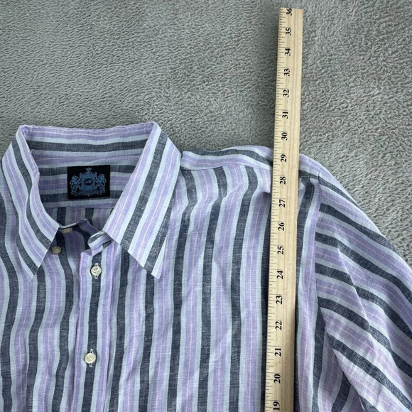 Astor & Black Mens XL Striped Long Sleeve Linen Button-Up Shirt 4950 - Picture 6 of 9